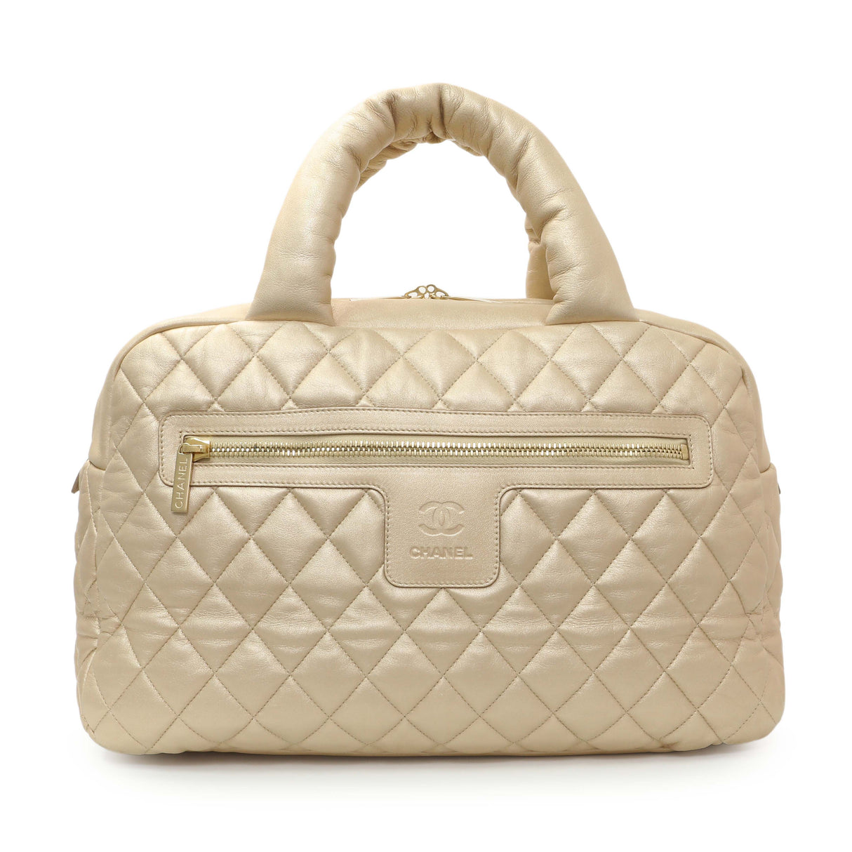 Chanel Light Gold Quilted Lambskin Coco Cocoon Bowler Handbags Chanel