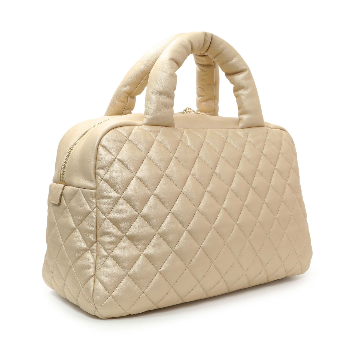 Chanel Light Gold Quilted Lambskin Coco Cocoon Bowler Handbags Chanel