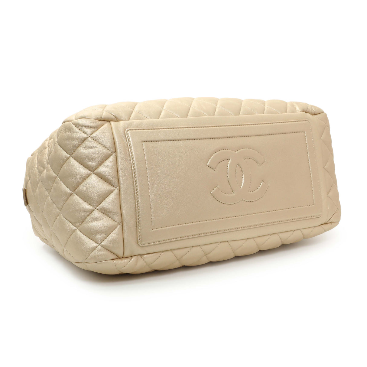 Chanel Light Gold Quilted Lambskin Coco Cocoon Bowler Handbags Chanel