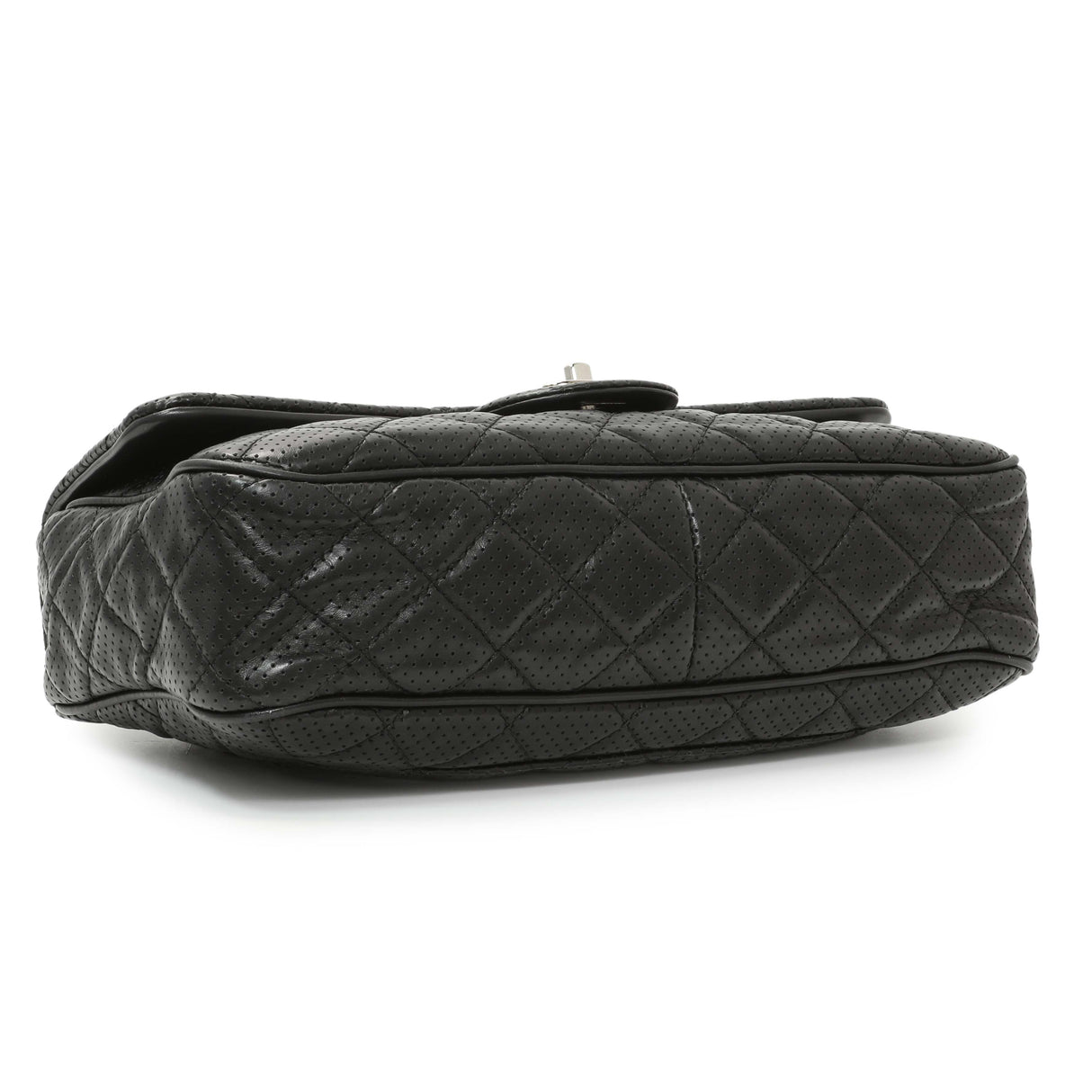 Chanel Black Perforated Lambskin Punch Flap Handbags Chanel