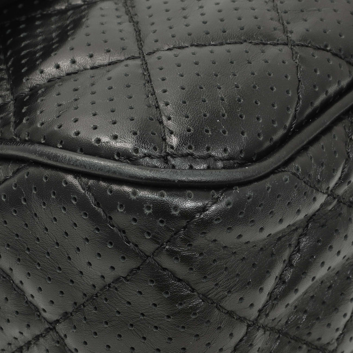 Chanel Black Perforated Lambskin Punch Flap Handbags Chanel