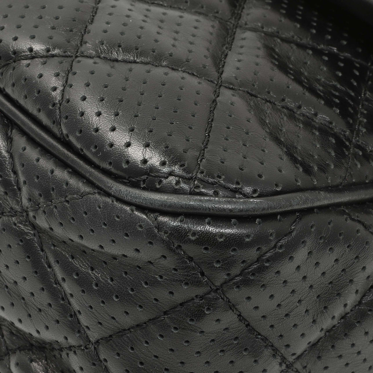 Chanel Black Perforated Lambskin Punch Flap Handbags Chanel