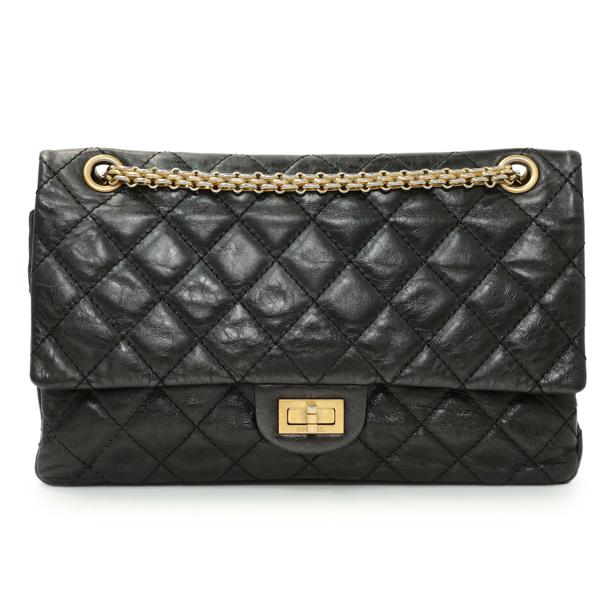 Chanel Black Quilted Aged Calfskin 2.55 Reissue 226 Flap Handbags Chanel