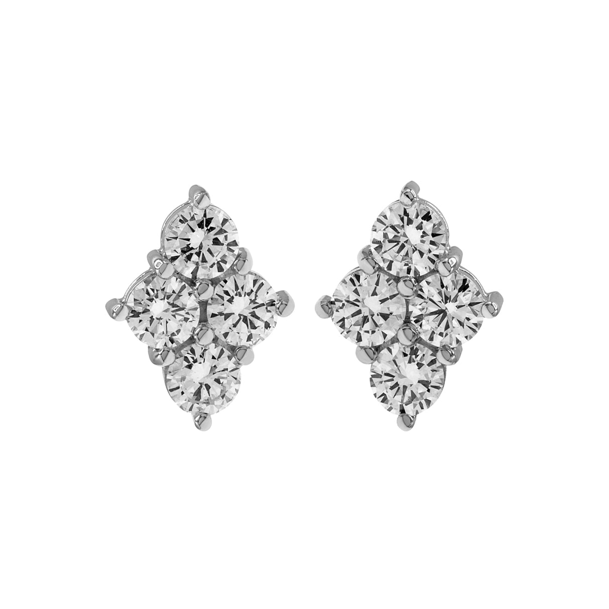 14K White Gold 1.60 Carat Quatrefoil Cluster Diamond Earrings Fine Jewellery Modaselle