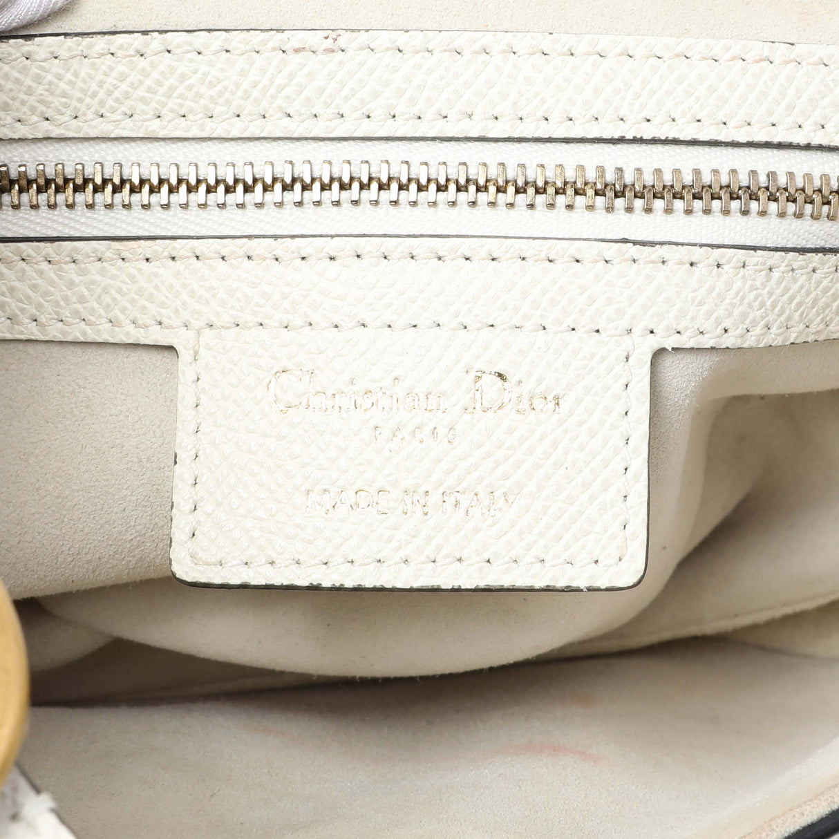 Christian Dior White Grained Calfskin Saddle Bag Handbags Christian Dior