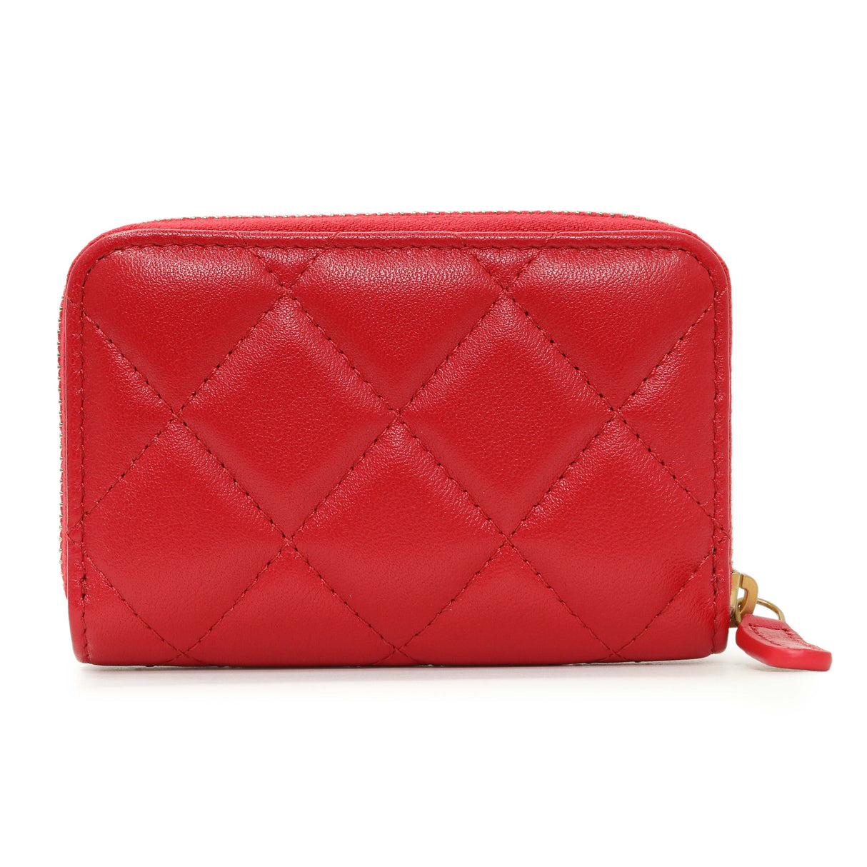 Chanel Red Lambskin Coco Love Zip Coin Purse Accessories Chanel