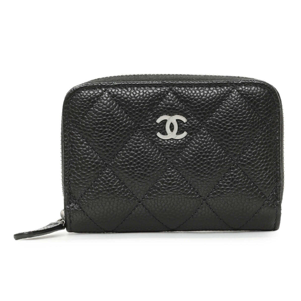 Chanel Black Quilted Caviar Zip Coin Purse Accessories Chanel