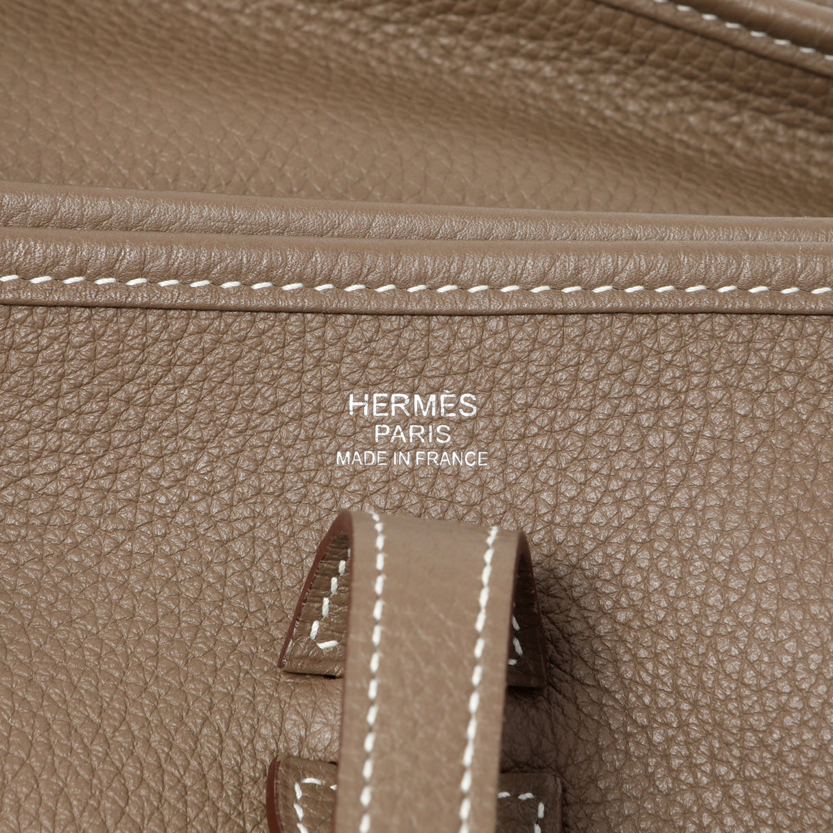 Hermes Etoupe Clemence Evelyne III PM Handbags Hermes