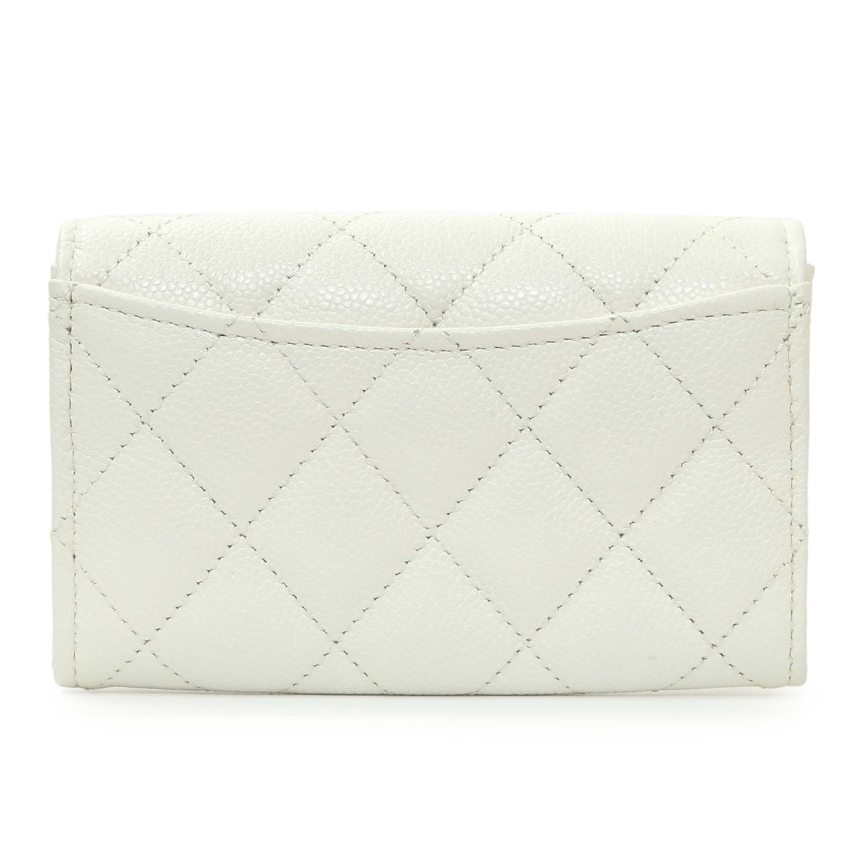 Chanel White Quilted Caviar Flap Card Holder Accessories Chanel