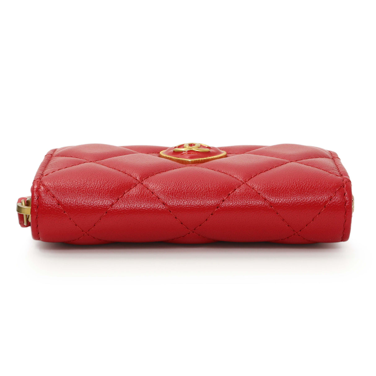 Chanel Red Lambskin Coco Love Zip Coin Purse Accessories Chanel