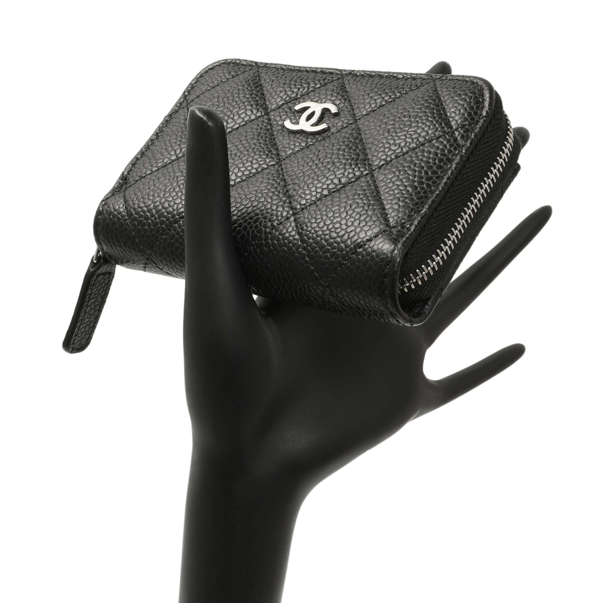 Chanel Black Quilted Caviar Zip Coin Purse Accessories Chanel