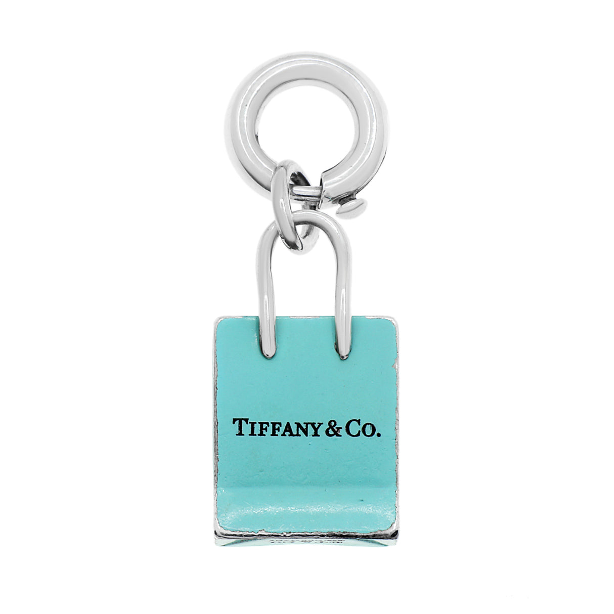 Tiffany & Co. Sterling Silver Blue Enamel Shopping Bag Charm Designer Jewellery Tiffany and Co