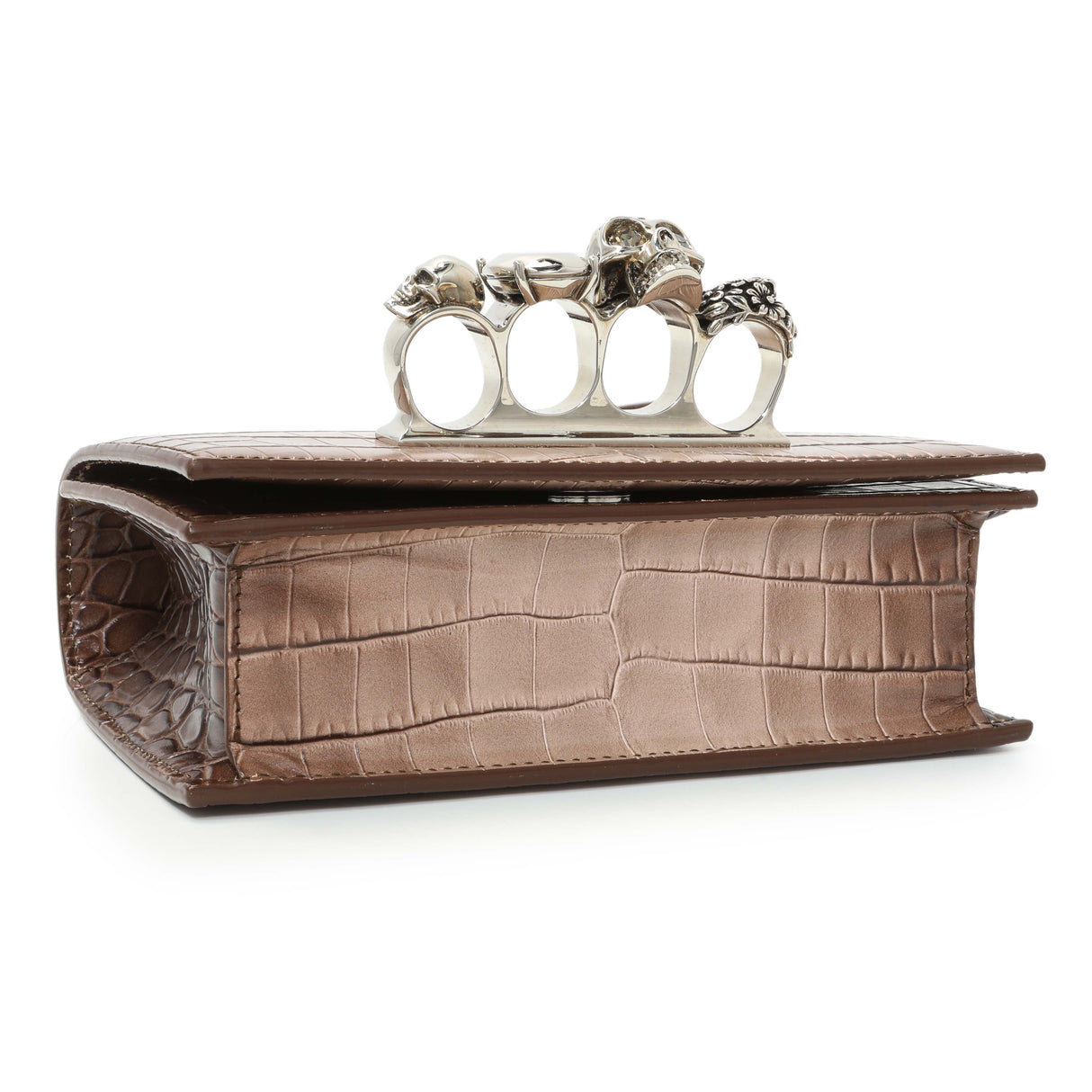 Alexander McQueen Crocodile Embossed Jeweled Satchel Handbags Alexander McQueen