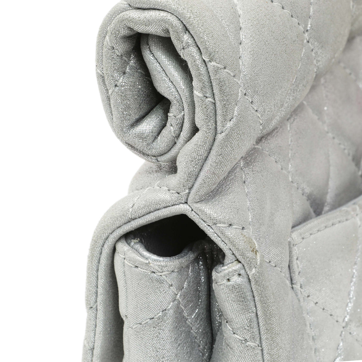 Chanel Silver Iridescent Calfskin Roll Reissue Clutch Handbags Chanel