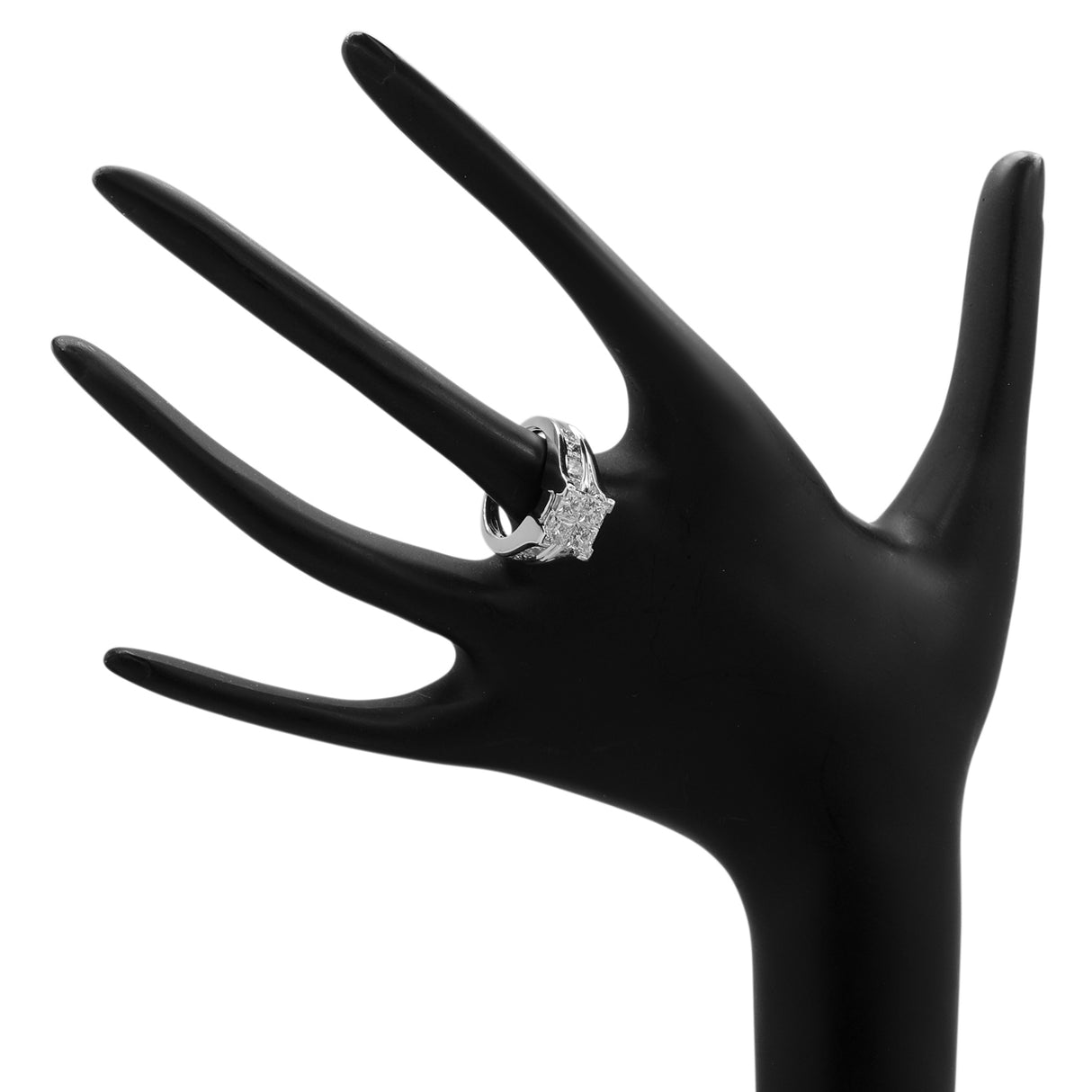 18K White Gold 3.48 Carat Princess Cluster Ring Fine Jewellery Modaselle