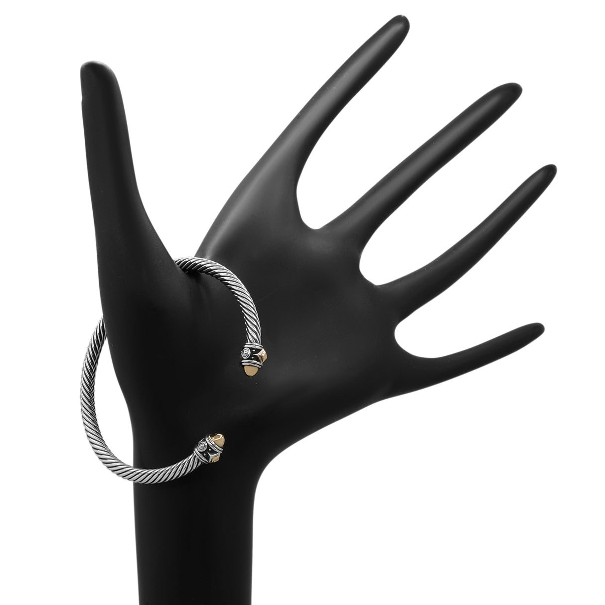 David Yurman Sterling Silver 18K 4mm Renaissance Classic Cable Bracelet Designer Jewellery David Yurman