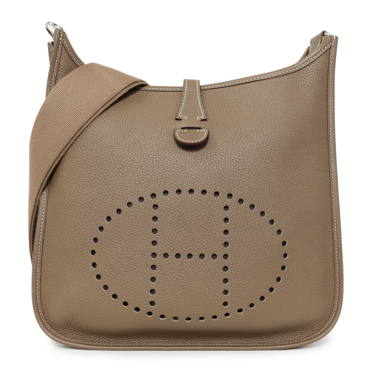 Hermes Etoupe Clemence Evelyne III PM Handbags Hermes