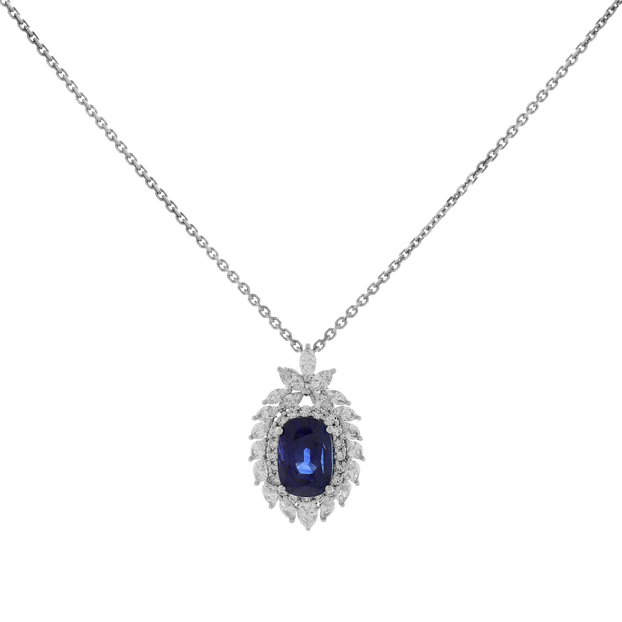 18K White Gold 7.64 Carat Sapphire Pendant Fine Jewellery Modaselle