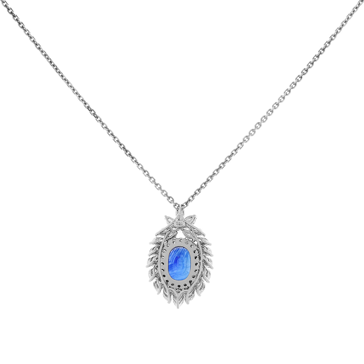 18K White Gold 7.64 Carat Sapphire Pendant Fine Jewellery Modaselle