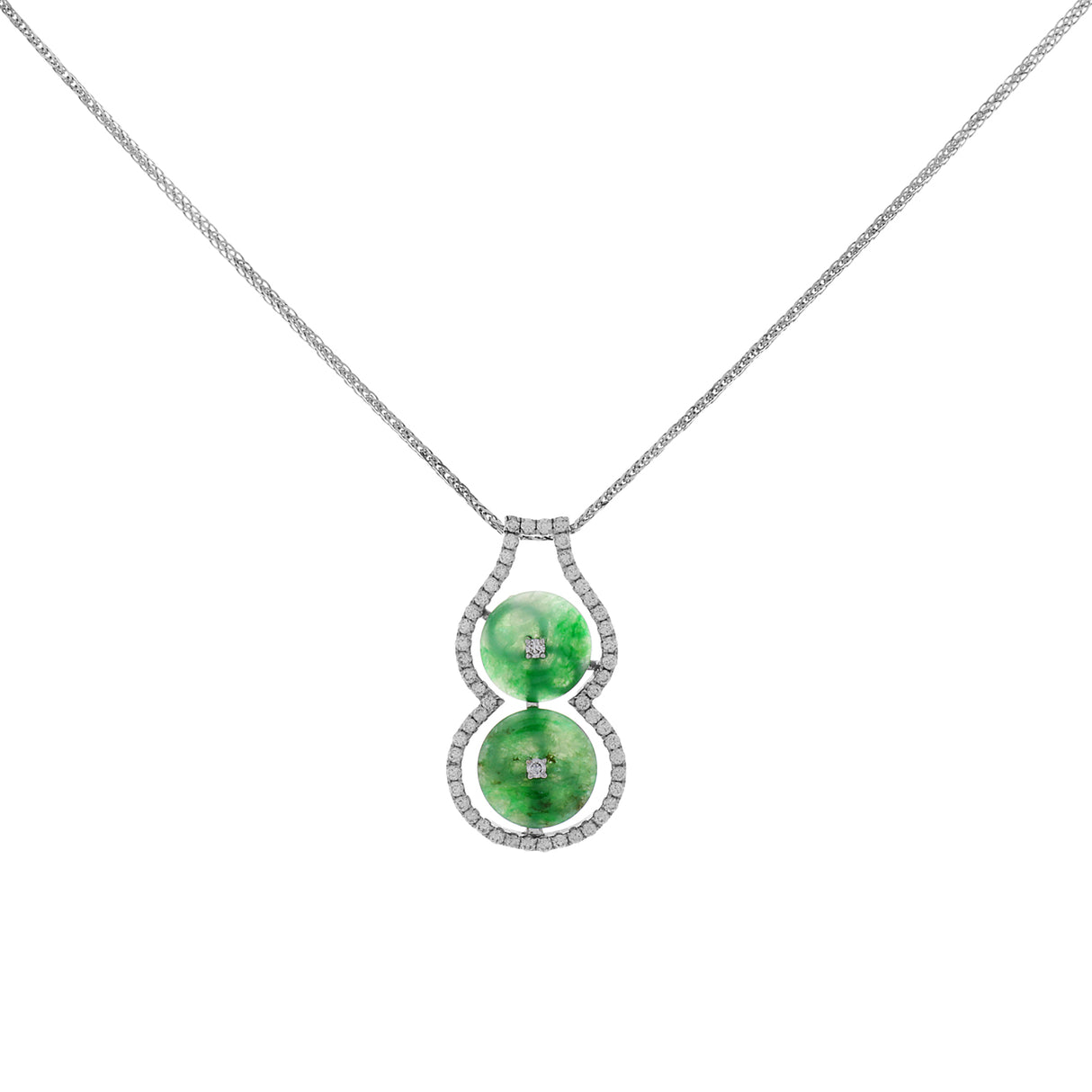 14K White Gold Jadeite Diamond Pendant Fine Jewellery Modaselle
