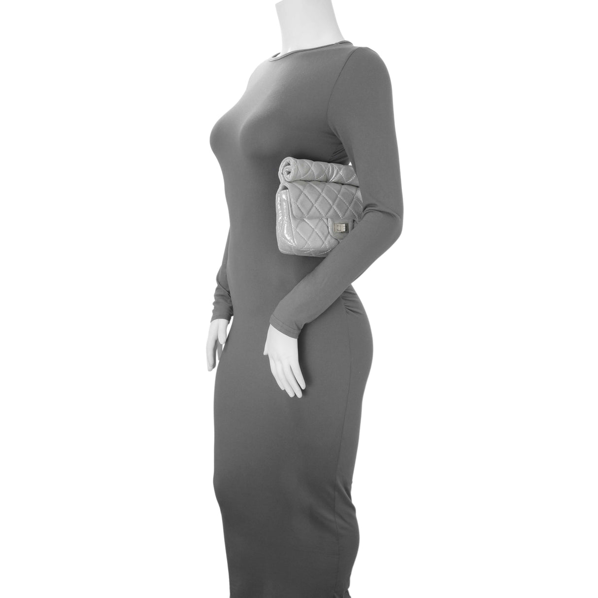 Chanel Silver Iridescent Calfskin Roll Reissue Clutch Handbags Chanel