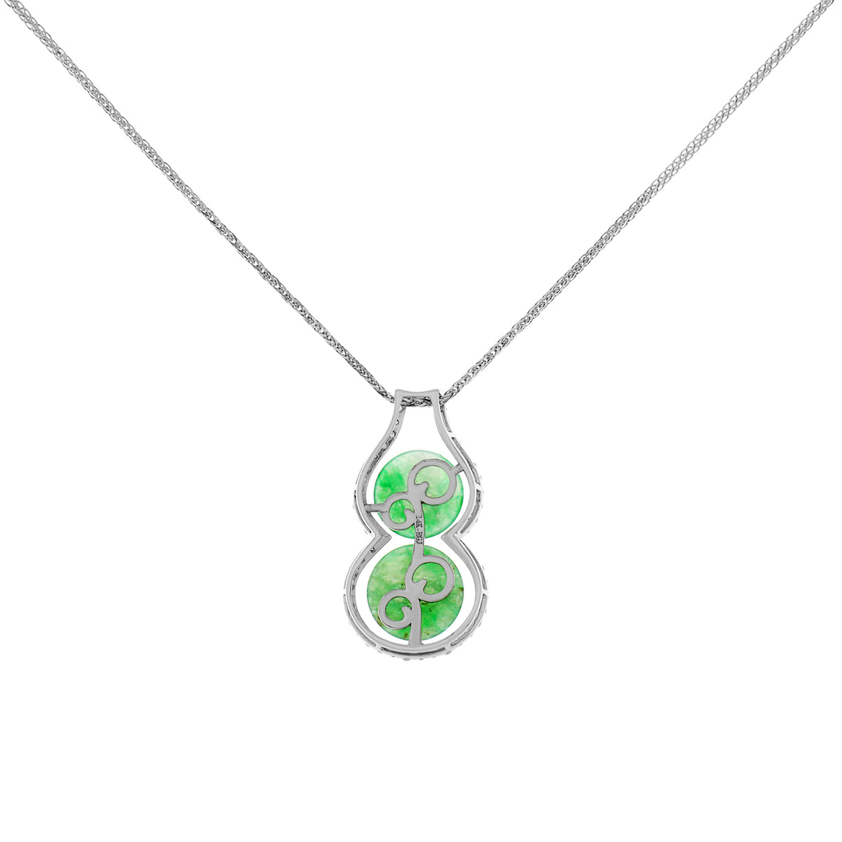 14K White Gold Jadeite Diamond Pendant Fine Jewellery Modaselle