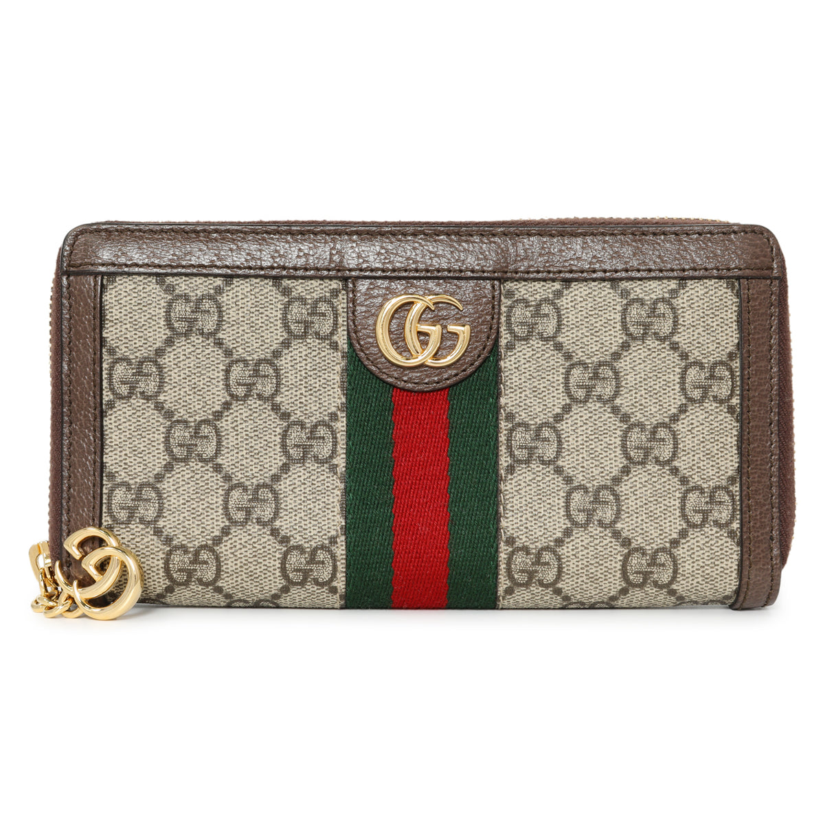 Gucci GG Supreme Monogram Web Ophidia Zip Around Wallet Accessories Gucci