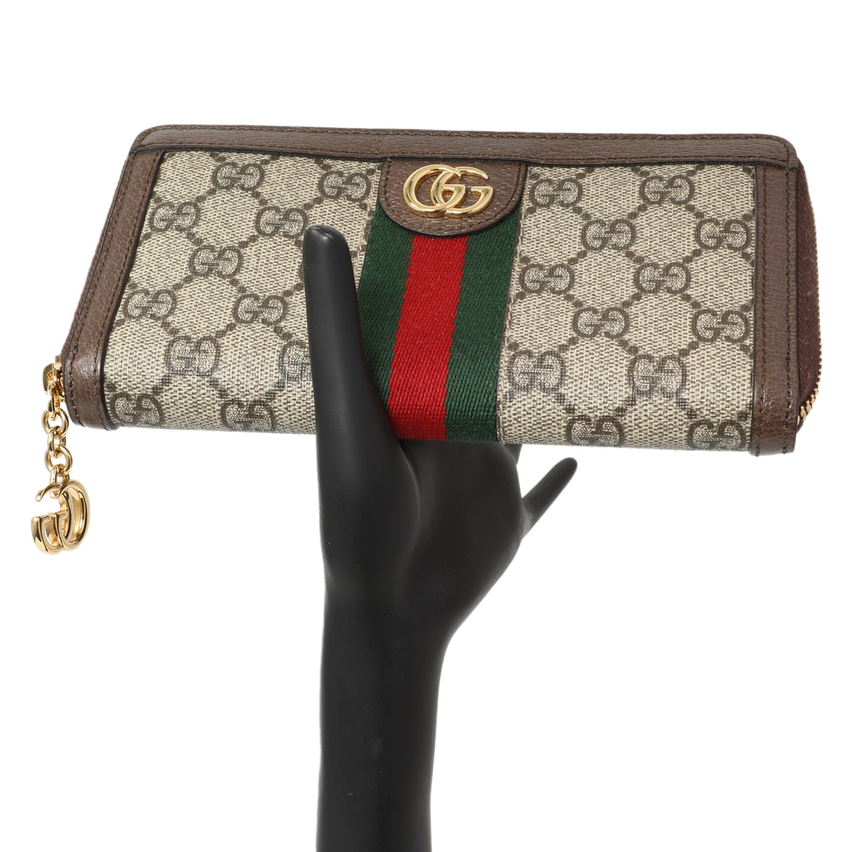 Gucci GG Supreme Monogram Web Ophidia Zip Around Wallet Accessories Gucci