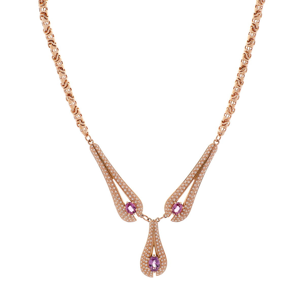 14K Rose Gold 6.18 Carat Pink Sapphire Necklace Fine Jewellery Modaselle