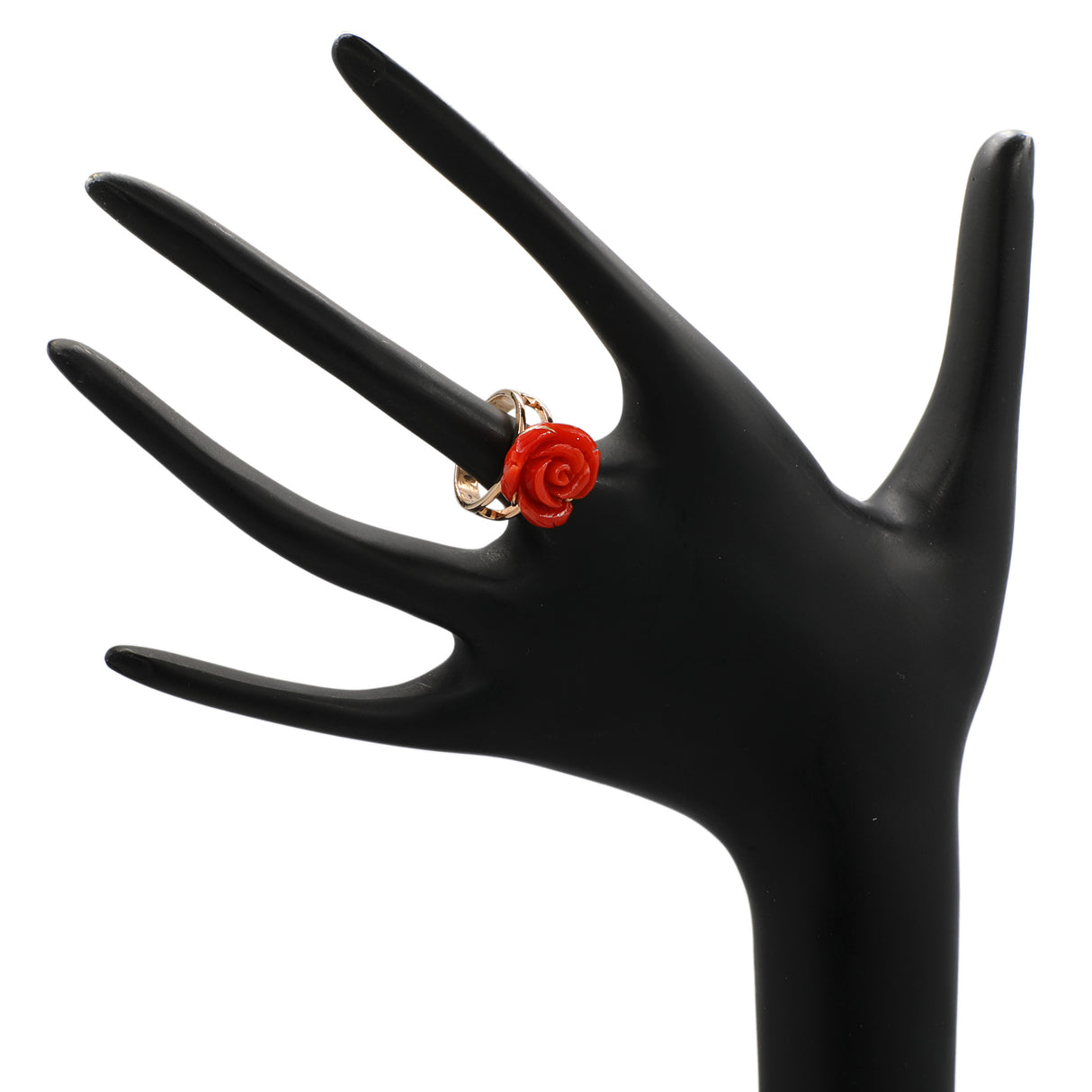 18K Rose Gold Coral Rose Blossom Ring Fine Jewellery Modaselle