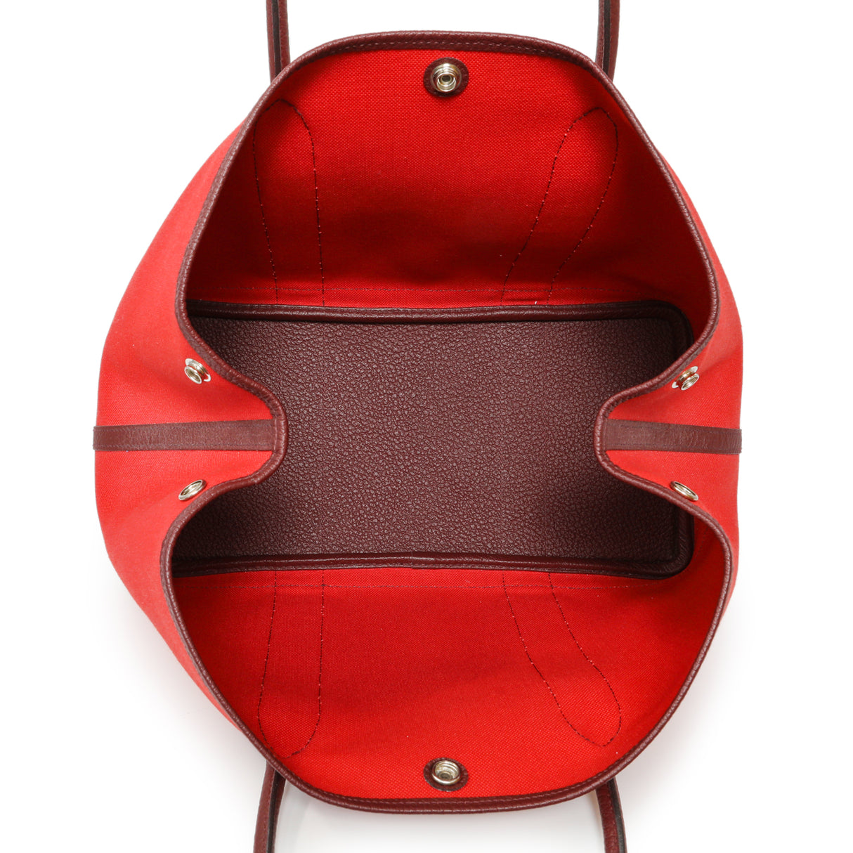 Hermes Red Burgundy Toile Negonda Garden Party 36 Handbags Hermes