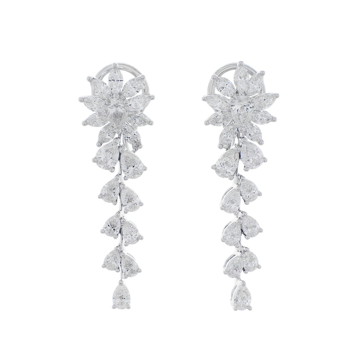 18K White Gold 3.38 Carat Diamond Cascade Earrings Fine Jewellery Modaselle