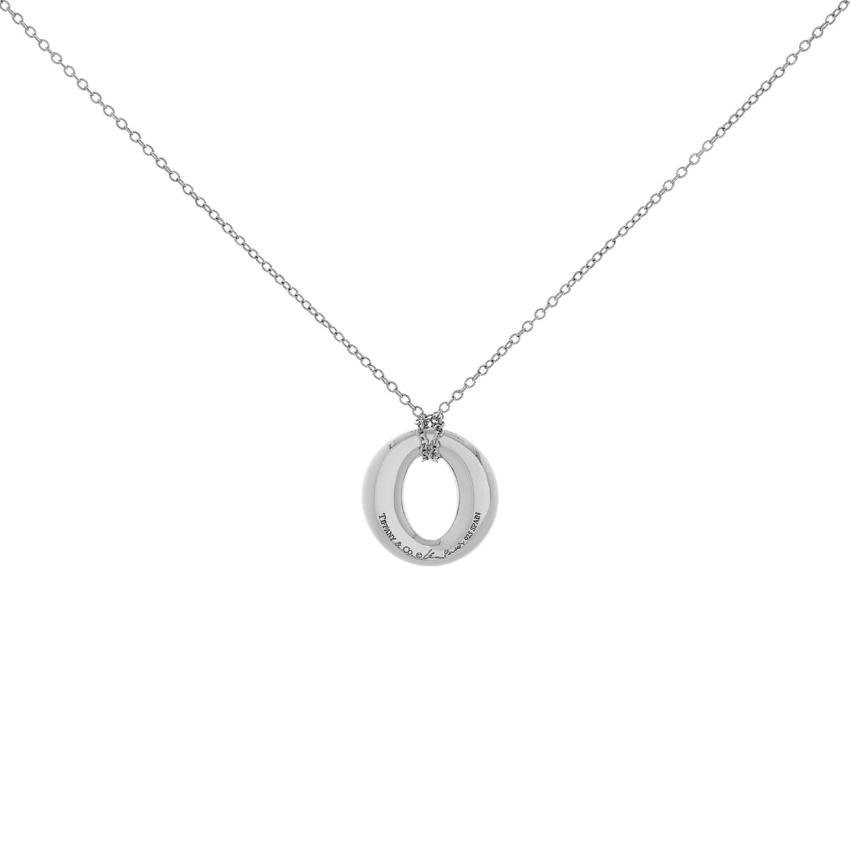 Tiffany & Co. Sterling Silver Sevillana Circle Pendant Necklace Designer Jewellery Tiffany and Co