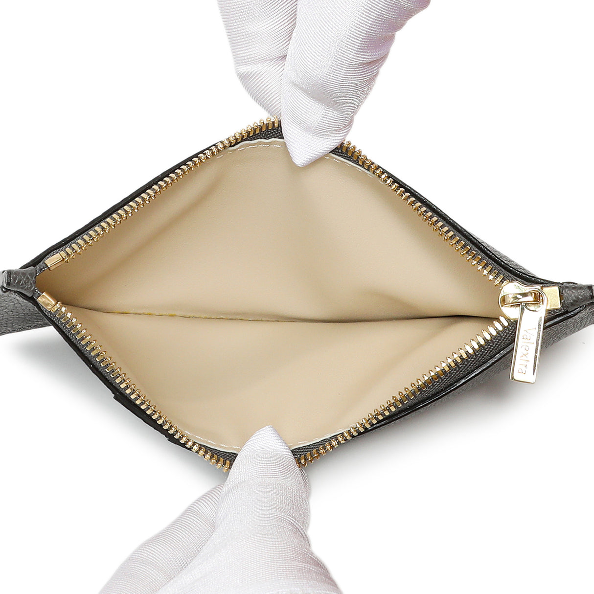 Valextra Grey Calfskin Card Holder With Zip Accessories Valexta