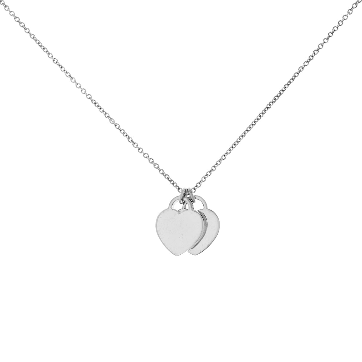 Tiffany & Co. Sterling Silver Diamond Mini Return to Tiffany Double Heart Necklace Accessories Tiffany and Co