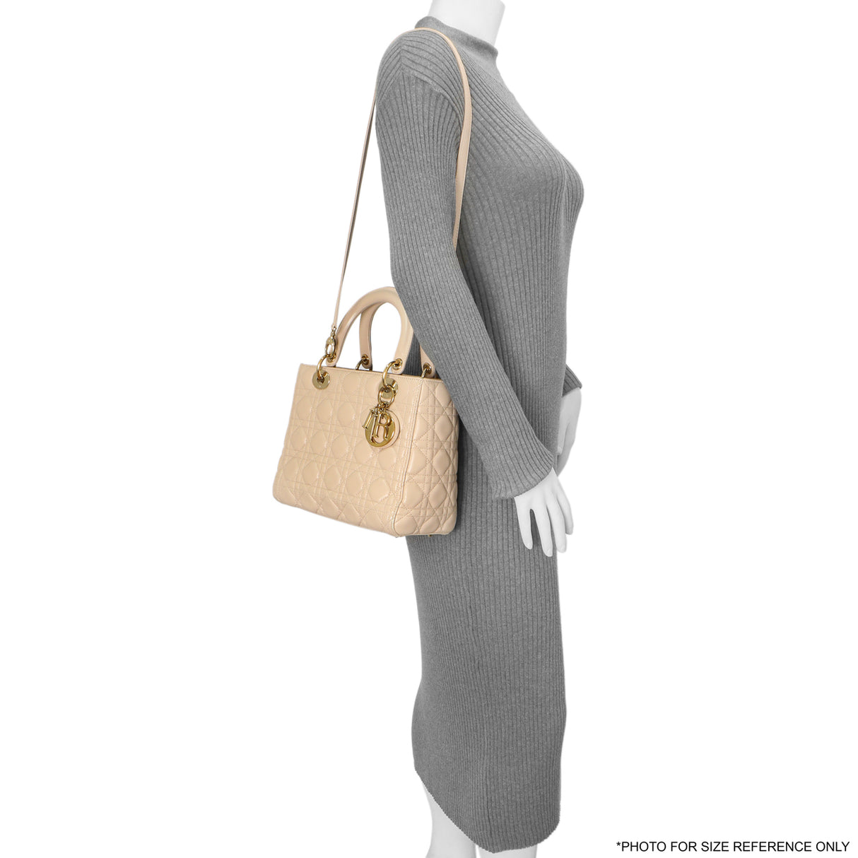 Christian Dior Nude Lambskin Cannage Medium Lady Dior Handbags Christian Dior