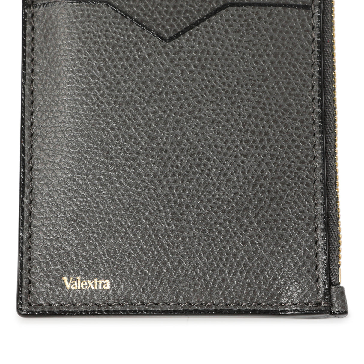 Valextra Grey Calfskin Card Holder With Zip Accessories Valexta