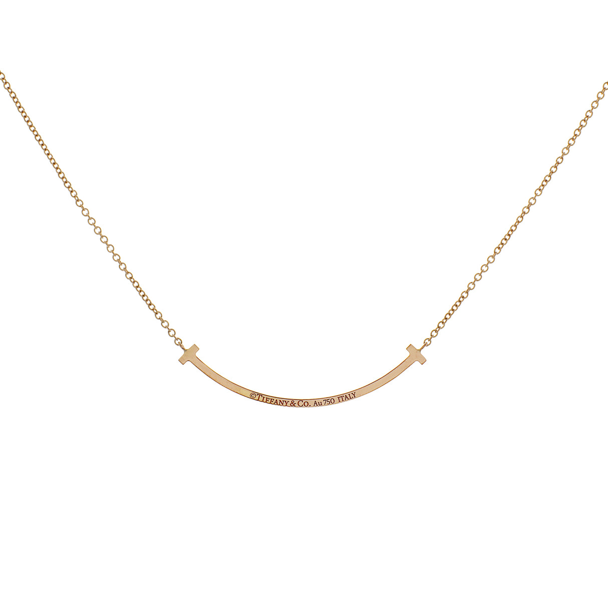 Tiffany & Co. 18K Rose Gold Diamond Small T Smile Pendant Designer Jewellery Tiffany and Co