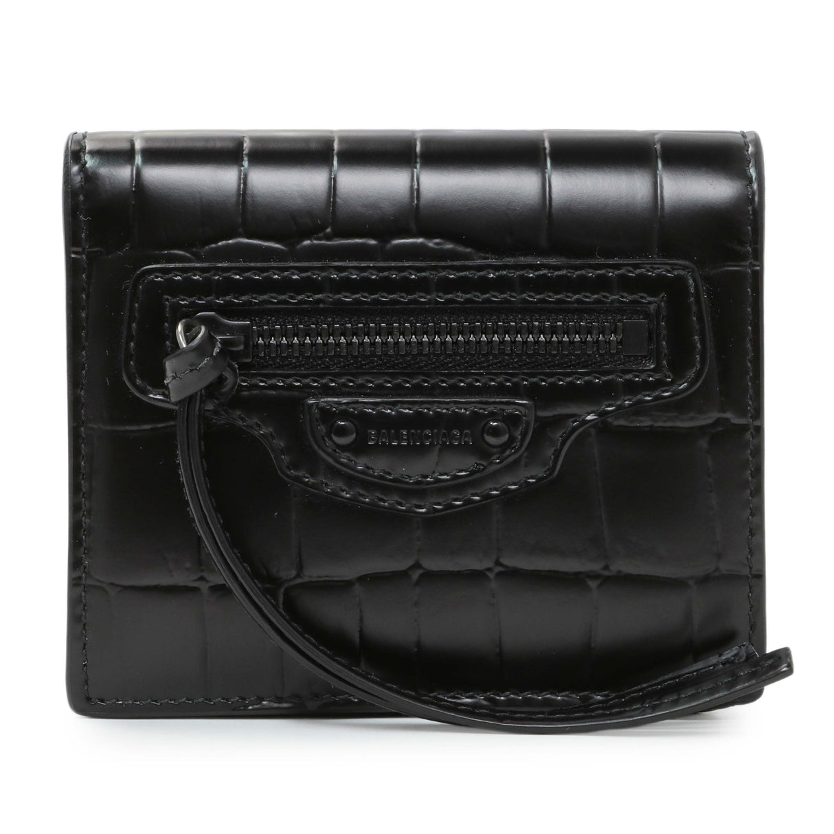 Balenciaga Black Crocodile Embossed Wallet