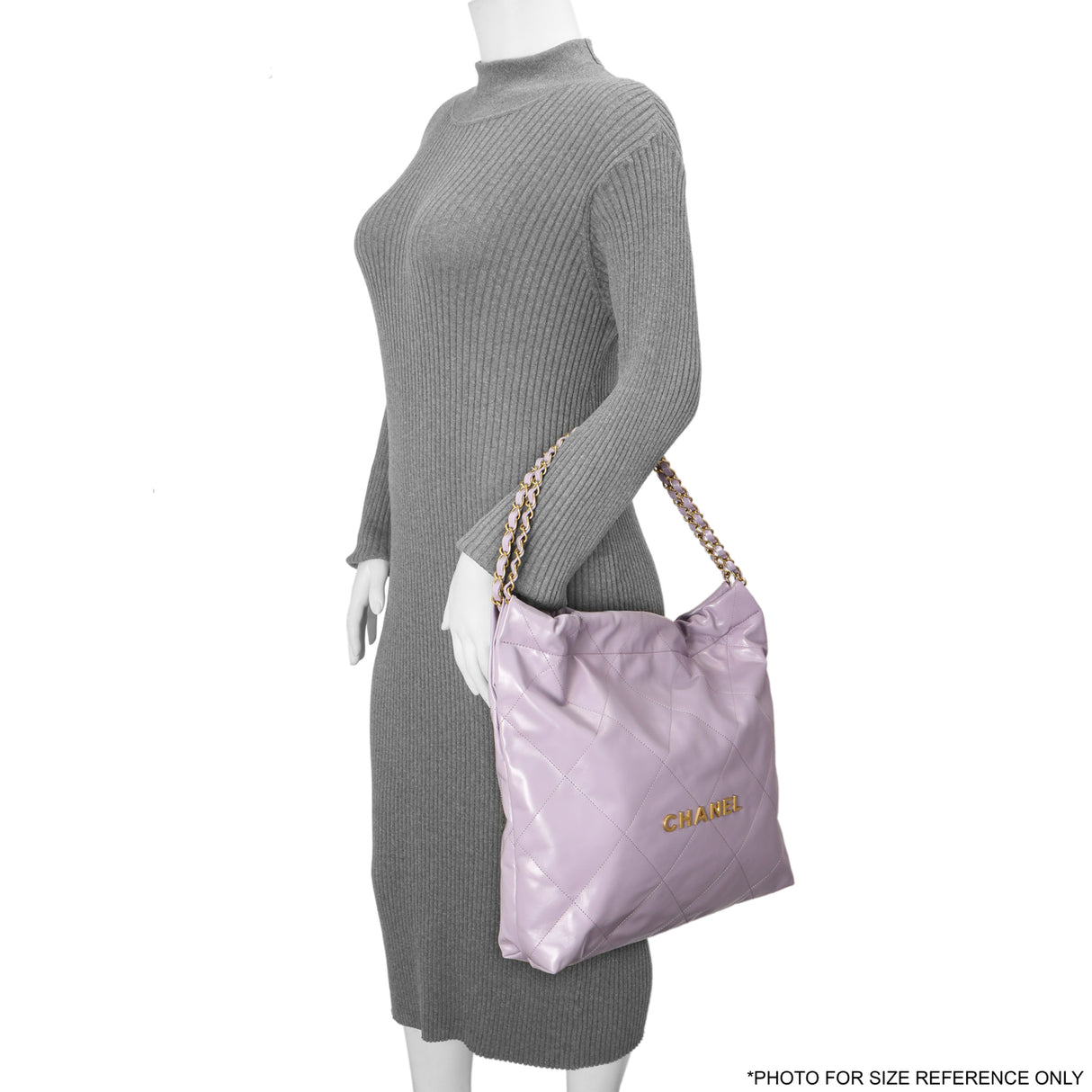 Chanel Purple Quilted Shiny Calfskin 22 Handbags Chanel