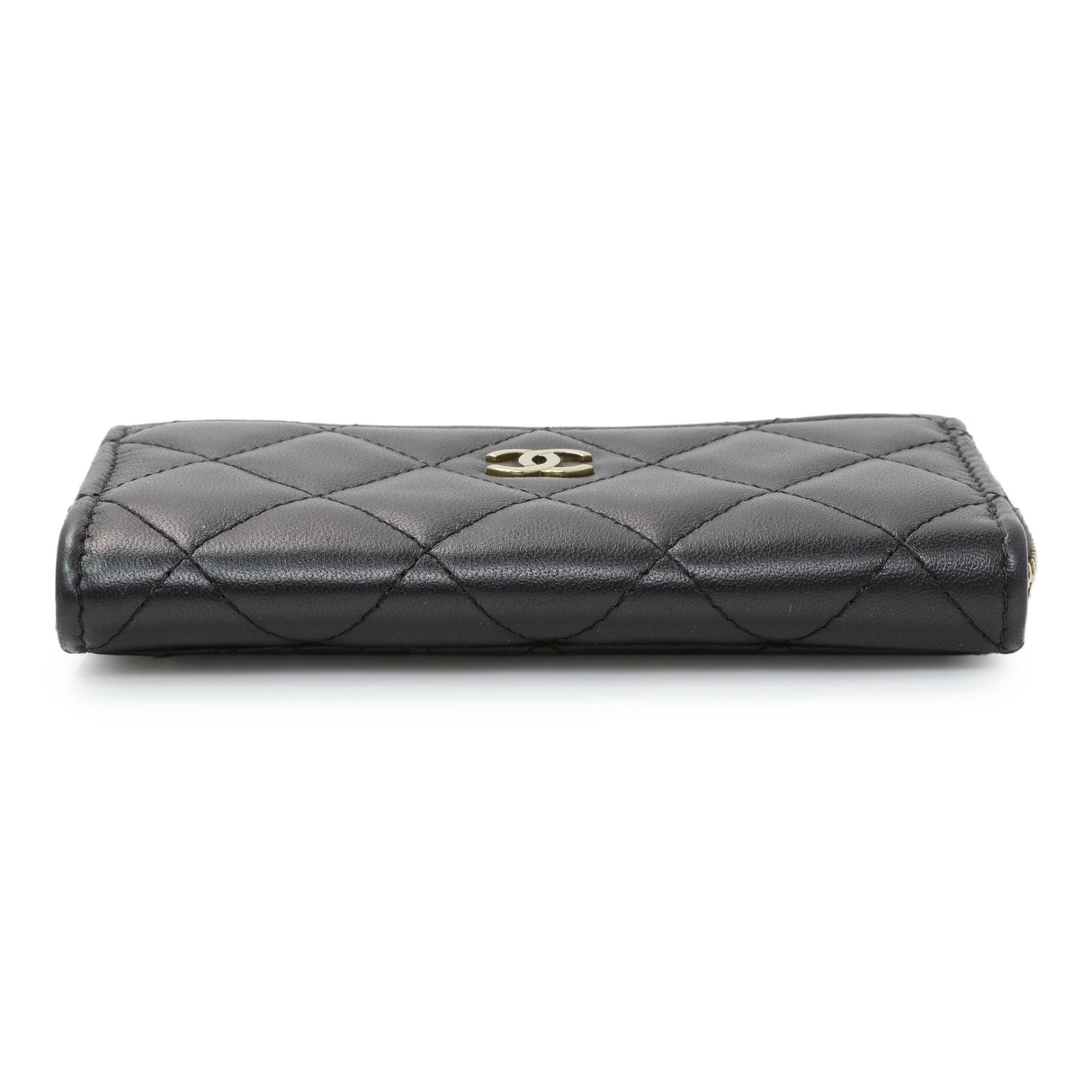 Chanel Black Quilted Lambskin CC Zip Around Card Holder Accessories Chanel