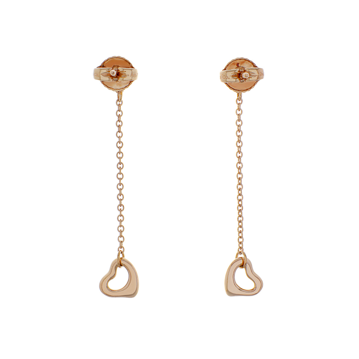 Tiffany & Co. 18K Rose Gold Diamonds by the Yard Open Heart Earrings Designer Jewellery Tiffany and Co