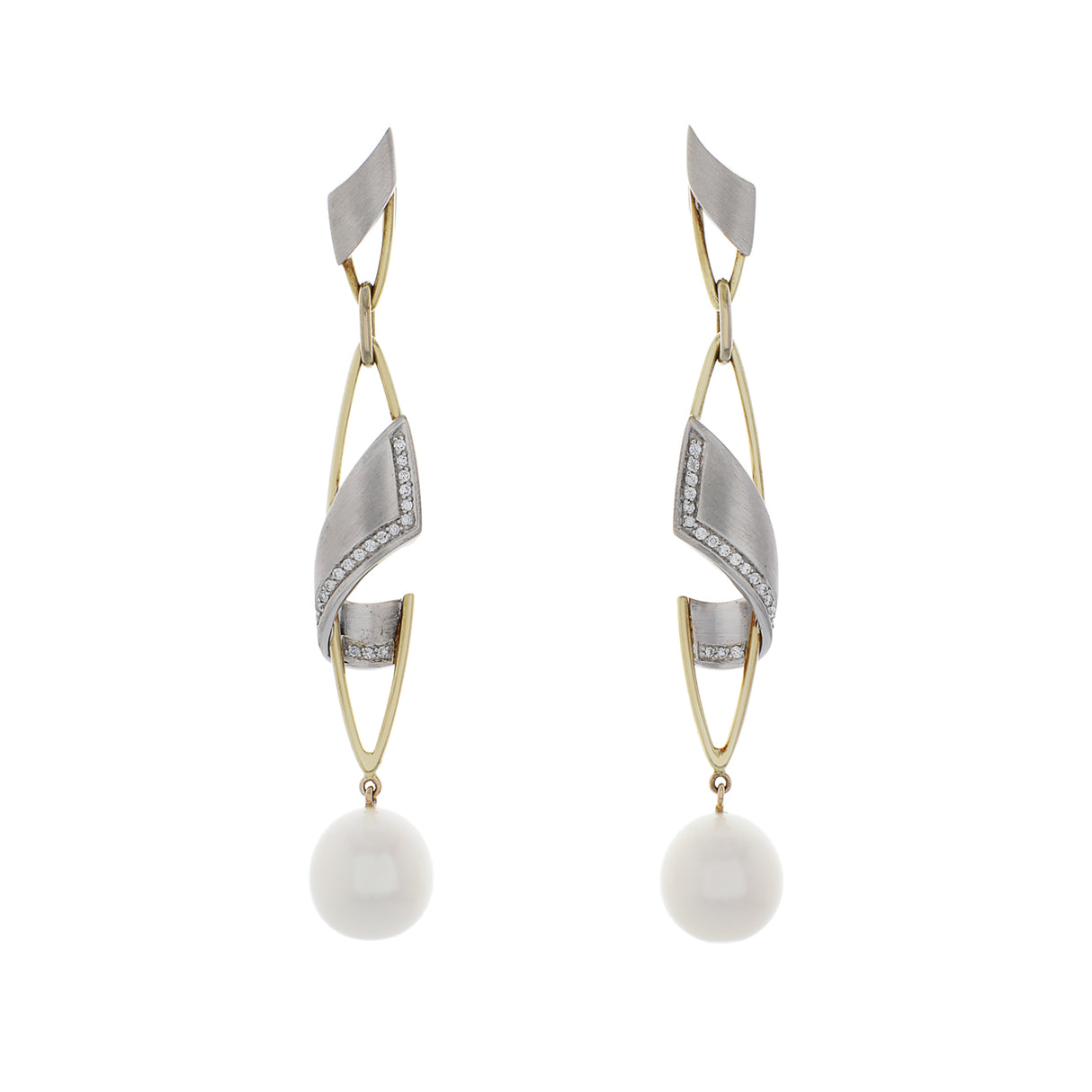 14K Yellow/White Gold South Sea Pearl Earrings Fine Jewellery Modaselle