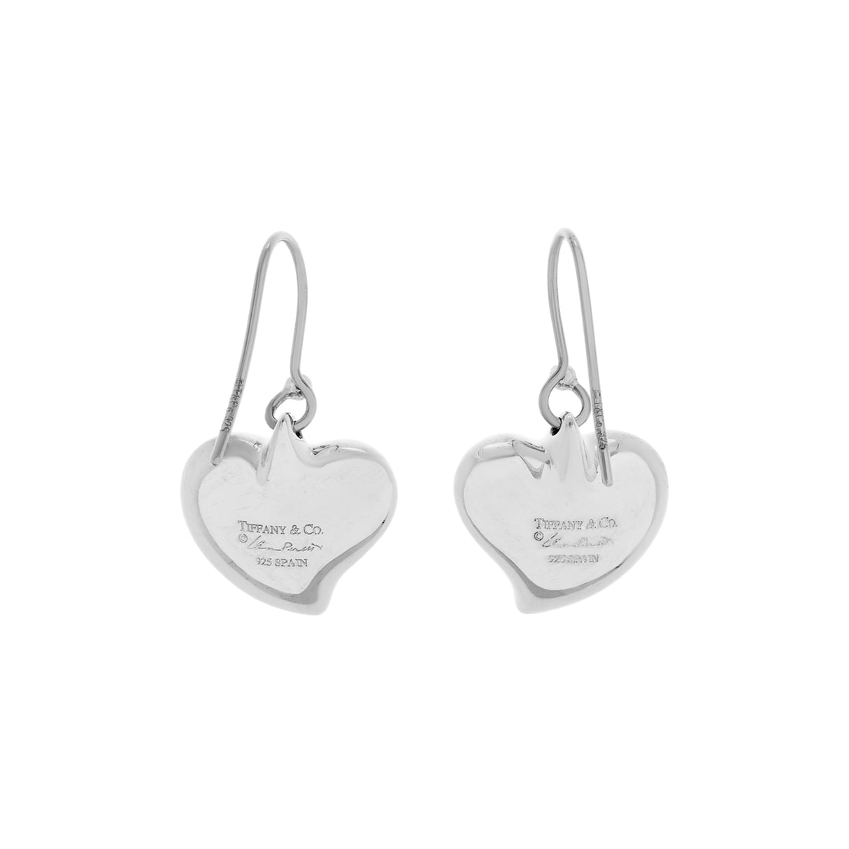 Tiffany & Co. Sterling Silver Carved Heart Earrings Designer Jewellery Tiffany and Co