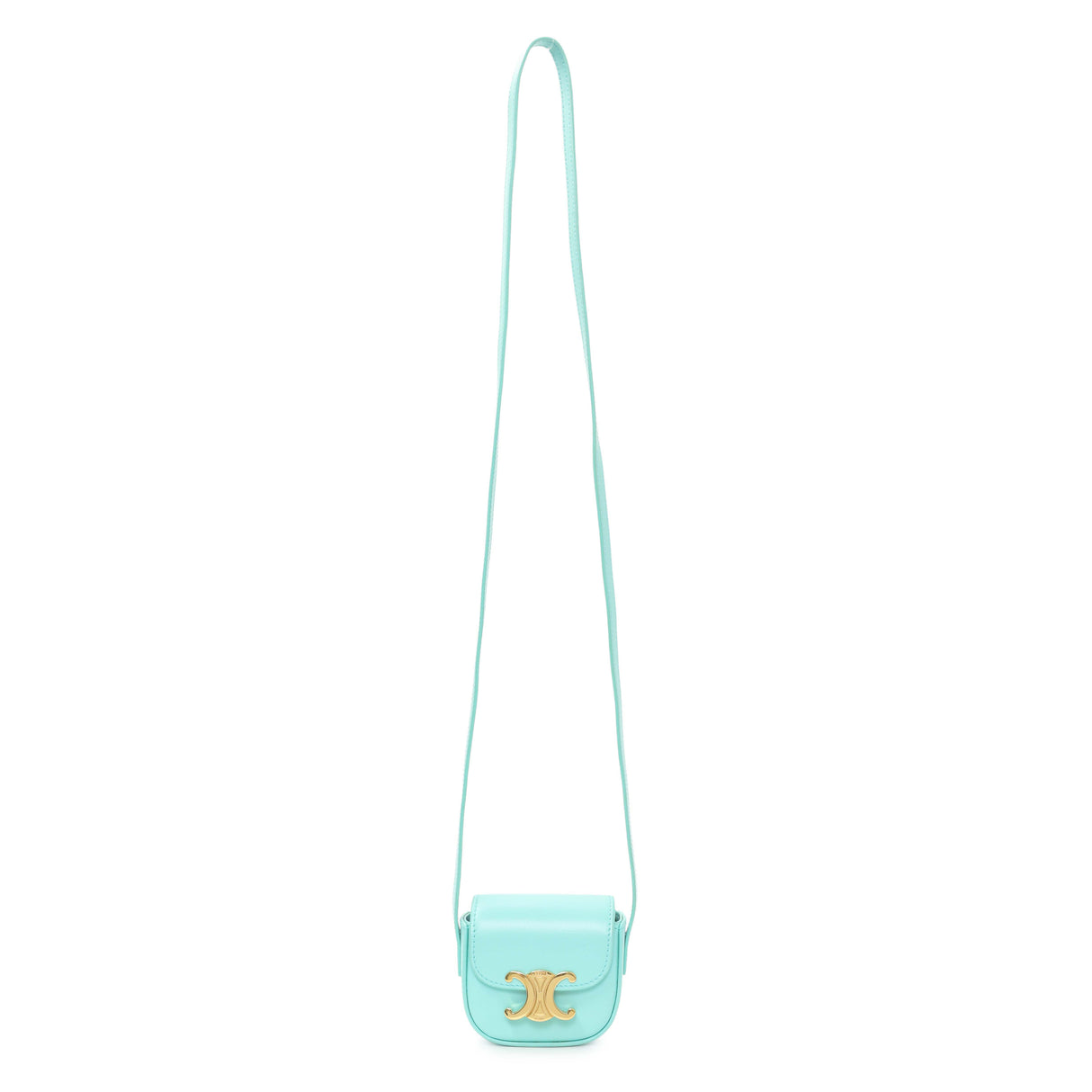 Celine Turquoise Shiny Calfskin Triomphe Airpods Case Accessories Celine