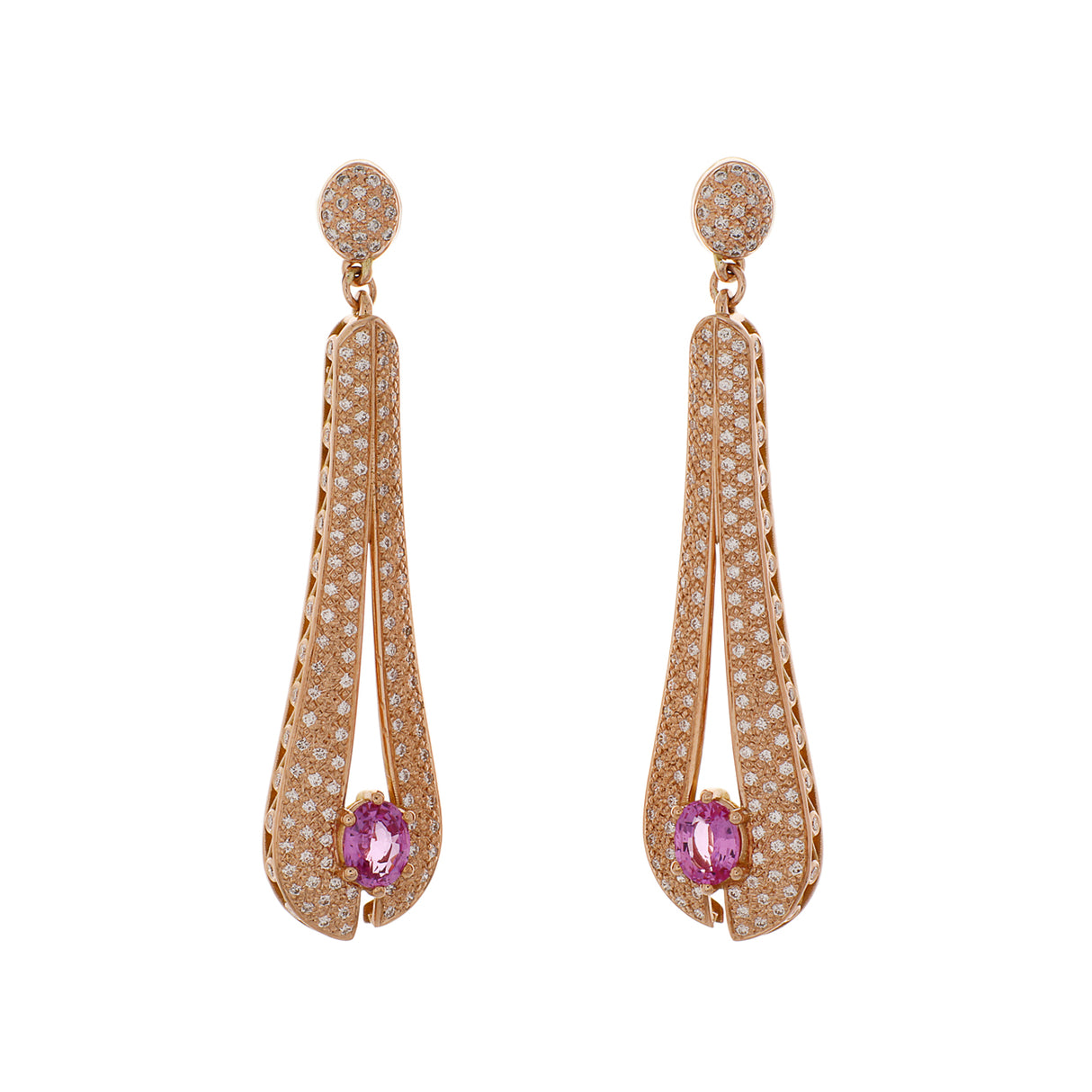 14K Rose Gold 3.22 Carat Pink Sapphire Earrings Fine Jewellery Modaselle