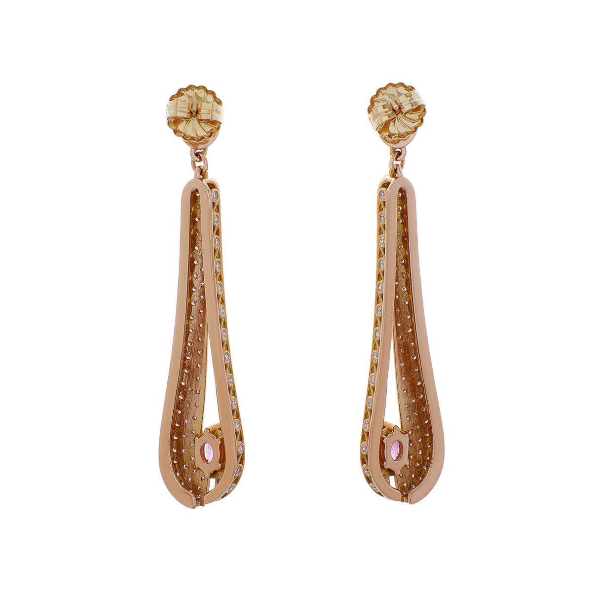 14K Rose Gold 3.22 Carat Pink Sapphire Earrings Fine Jewellery Modaselle