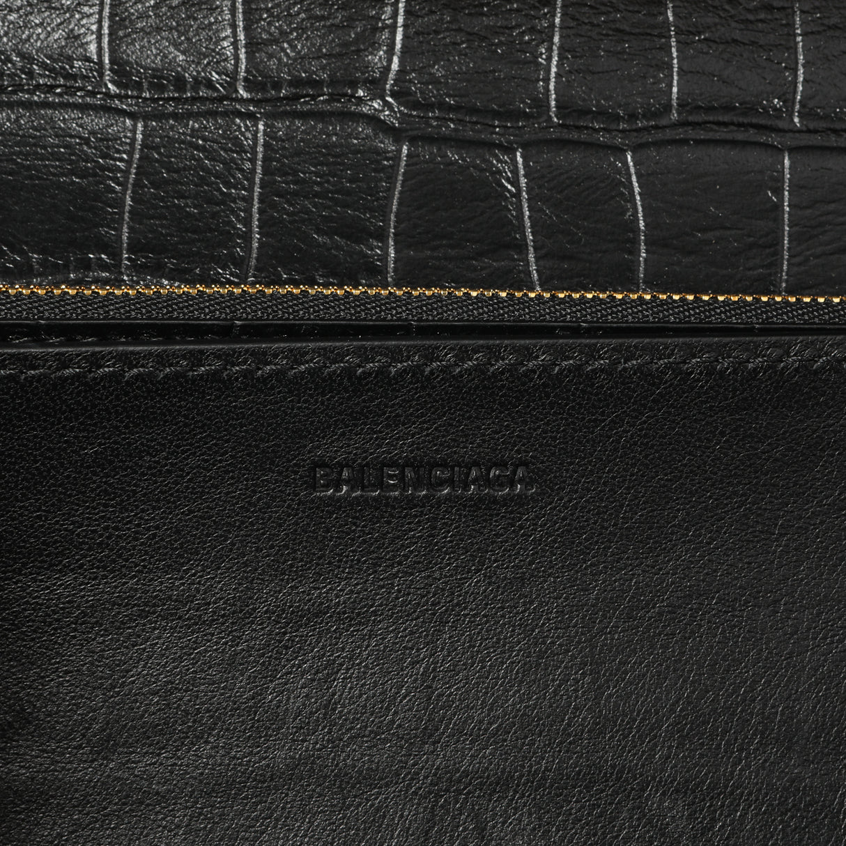 Balenciaga Black Crocodile Embossed Small Gossip Bag Handbags Balenciaga