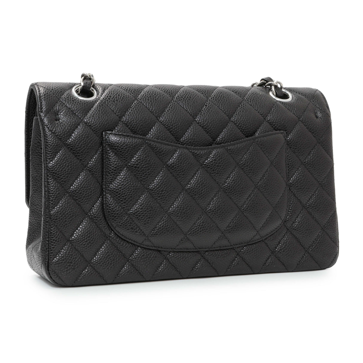 Chanel Black Quilted Caviar Medium Double Flap Handbags Chanel