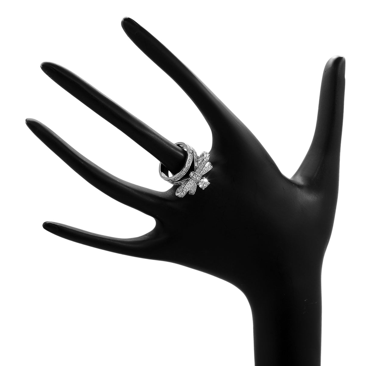 Chanel 18K White Gold Diamond Ruban Ring Designer Jewellery Chanel